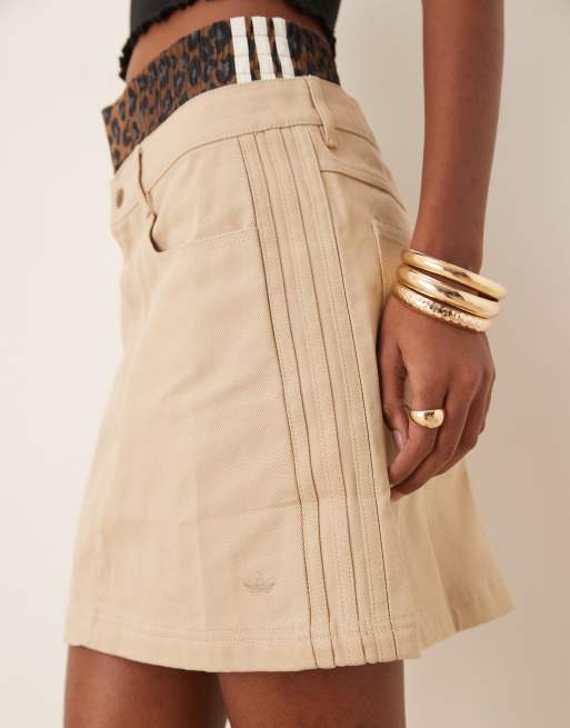 adidas Originals Firebird utility mini skirt in stone khaki