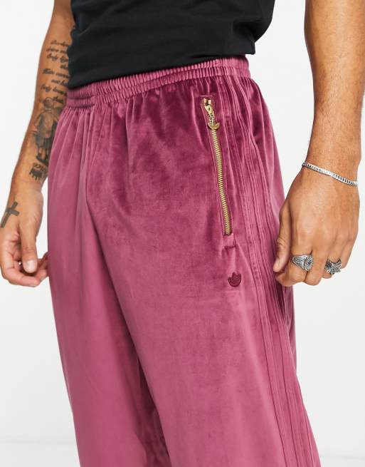 adidas Originals Firebird velour track pant in crimson