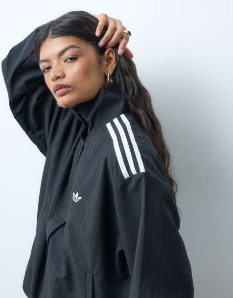adidas Originals Firebird weites kariertes Trainingsoberteil in Schwarz - view 1