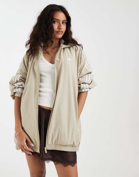 adidas Originals firebird woven track top in light khaki - view 1