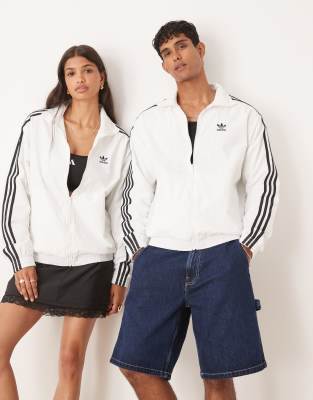 adidas Originals Firebird woven track top in white