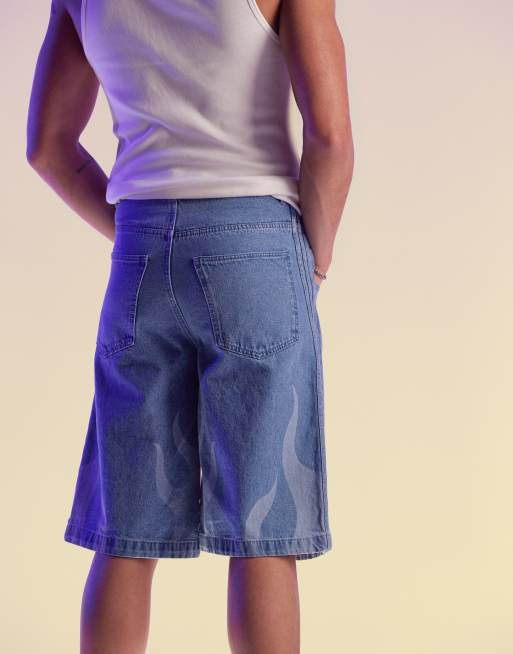 adidas Originals flame denim shorts in light blue wash