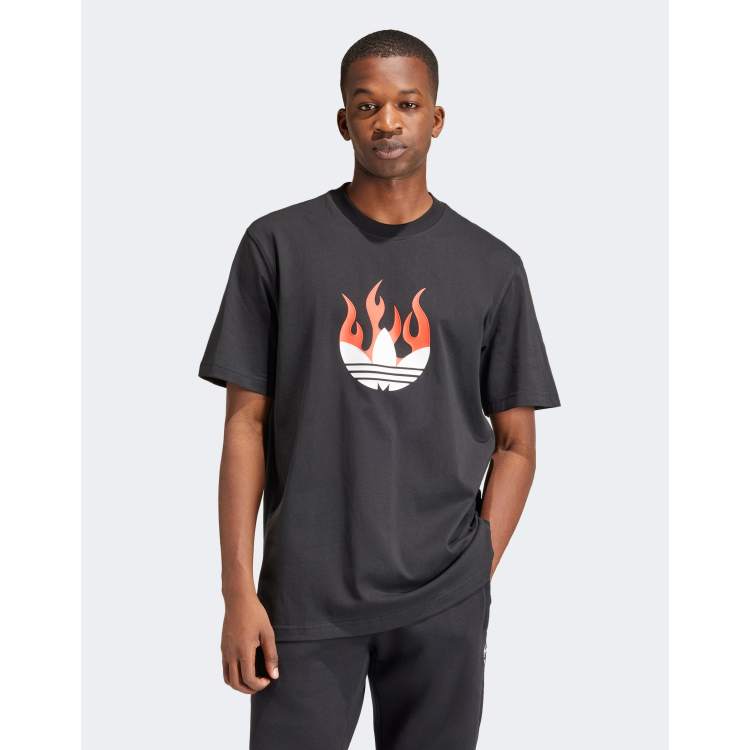 adidas Originals Flames logo T-shirt in white and black | ASOS