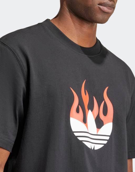 adidas Originals Flames logo T-shirt in white and black | ASOS