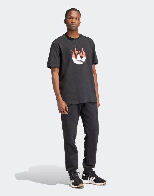 adidas Originals Flames logo T-shirt in white and black | ASOS