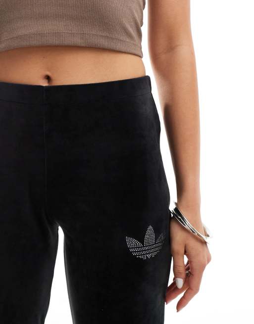 Adidas velour leggings black best sale