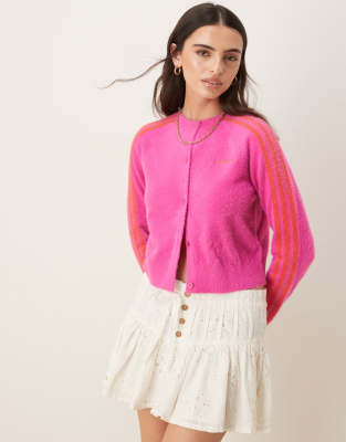 adidas Originals – Flauschige Strickjacke in Rosa - view 1