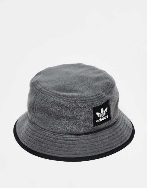 adidas Originals fleece / nylon reversible bucket hat in gray and