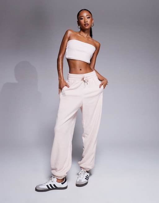 adidas Originals fleece trackies in soft pink (part of a set)