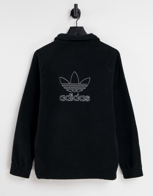 adidas Originals - Fleece vest met 1/4 rits en trefoil-logo in zwart 