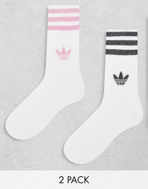 adidas Originals – Flerfärgade glittriga strumpor, 2-pack