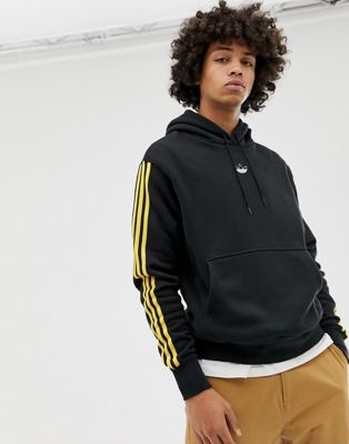 adidas originals floating stripe hoodie in black