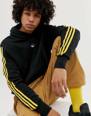 adidas originals floating stripe hoodie in black