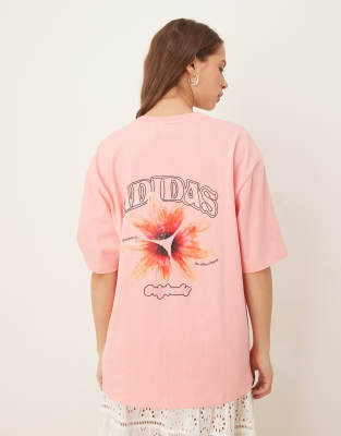 adidas Originals floral graphic t-shirt in pink