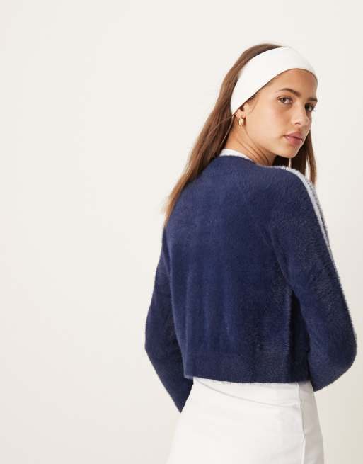 adidas Originals fluffy cardigan in navy | ASOS