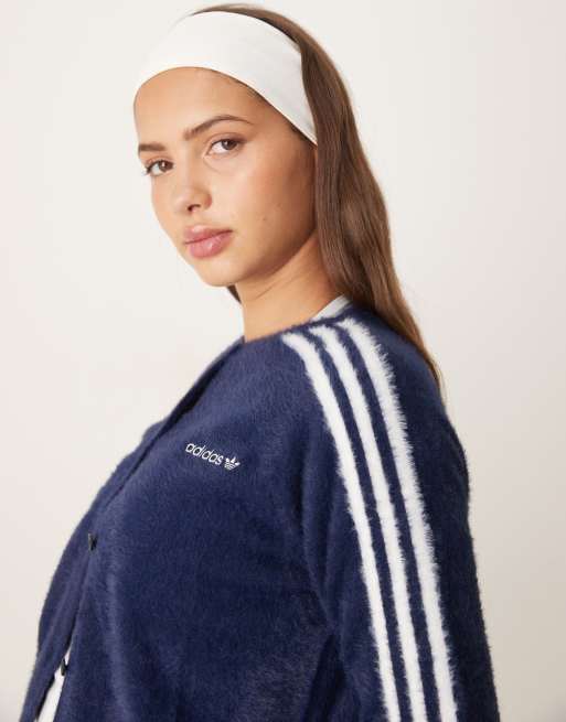 adidas Originals fluffy cardigan in navy | ASOS