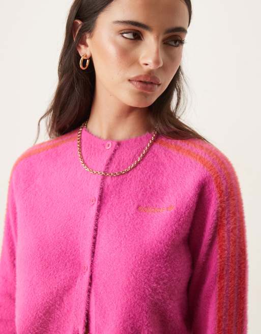 adidas Originals fluffy cardigan in pink | ASOS