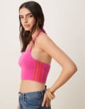 [adidas Originals] adidas Originals fluffy halter top in pink L semi lucid fuchsia