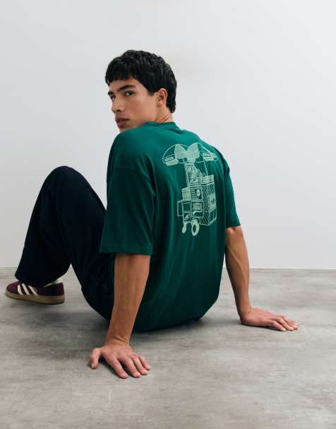 adidas Originals food cart graphic t-shirt in green - view 1
