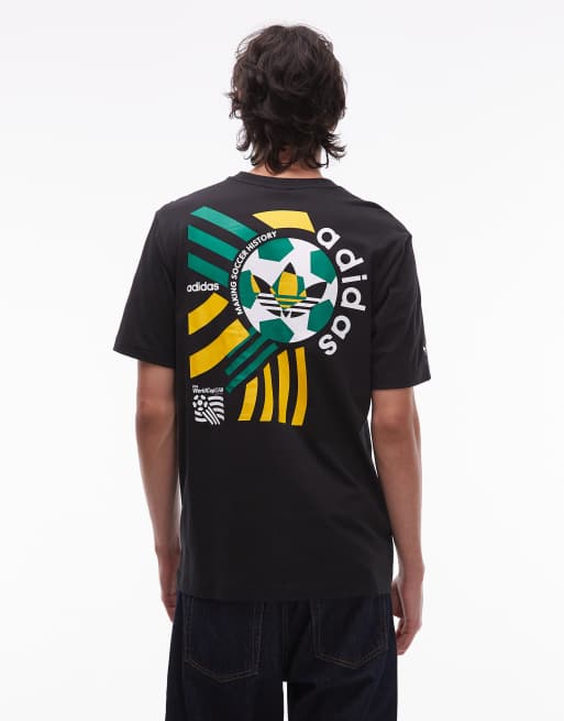 adidas Originals football crest graphic t-shirt in black, yellow