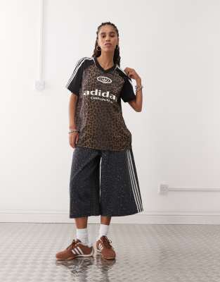 adidas Originals adidas Originals football shirt in leopard print-Multi