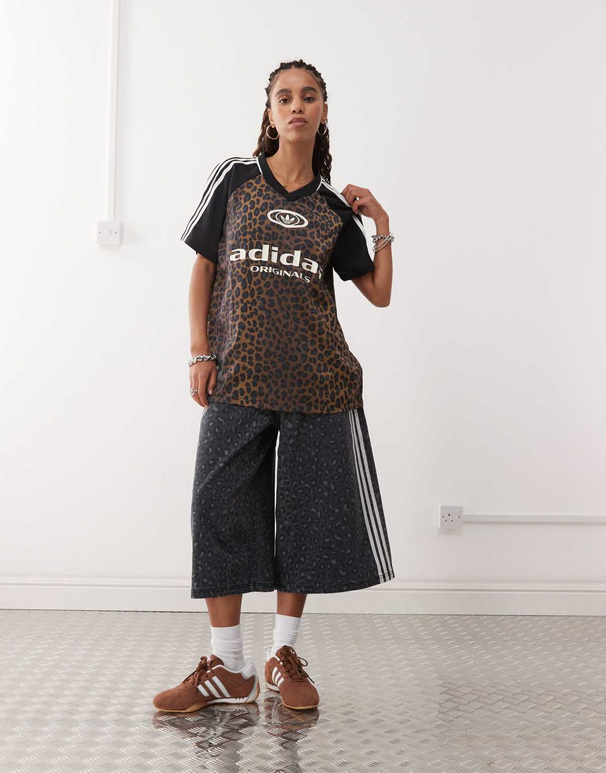 adidas Originals football shirt in leopard print
