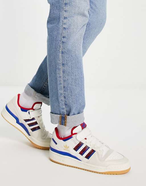 Adidas blanche rouge et bleu best sale