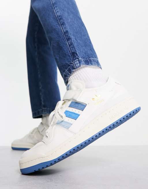 Adidas Originals Off-White & Blue Forum Low Sneakers