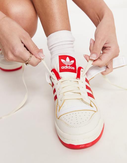 adidas Originals Forum low in white and red |