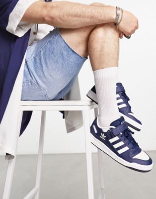 adidas Originals Forum Low trainers in navy and white - ASOS Price Checker