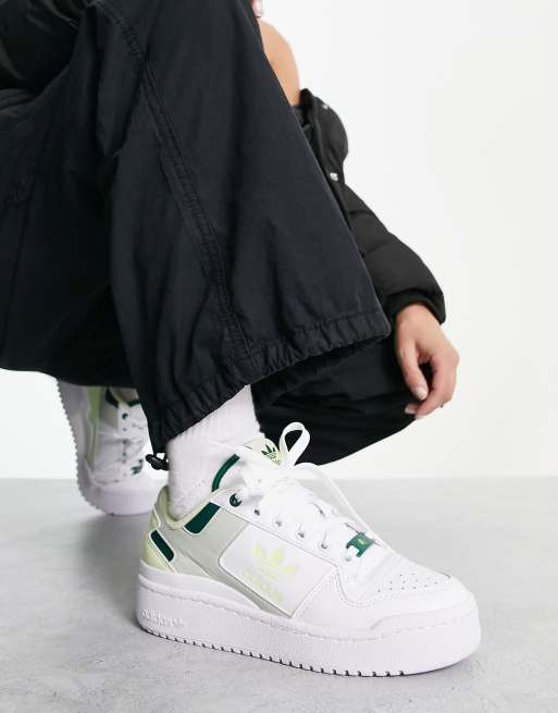 adidas Originals Forum Bold Her sneakers in white and linen green |