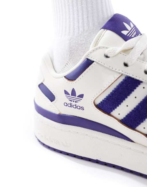 adidas Originals Forum Bold stripe trainers in white and purple | ASOS