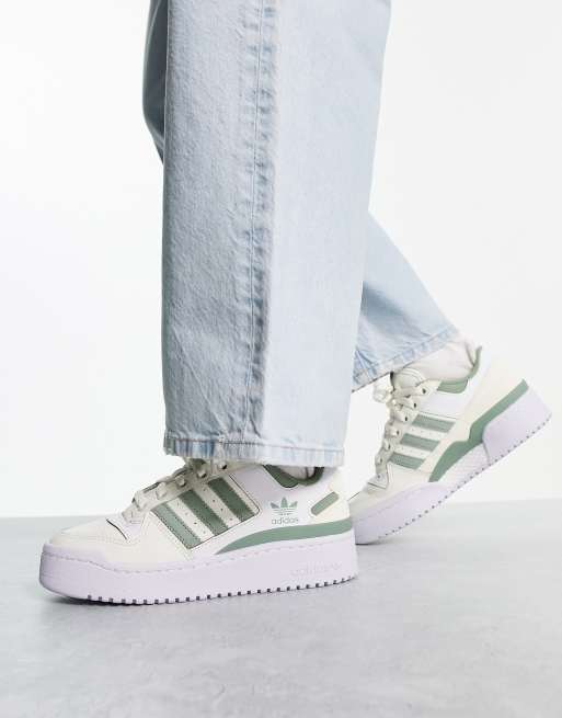 Meloso telescopio Inscribirse adidas Originals Forum Bold stripe trainers in white and sage green | ASOS