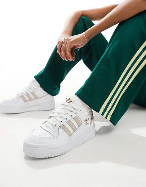 adidas Originals Forum Bold trainers in white and taupe - view 1