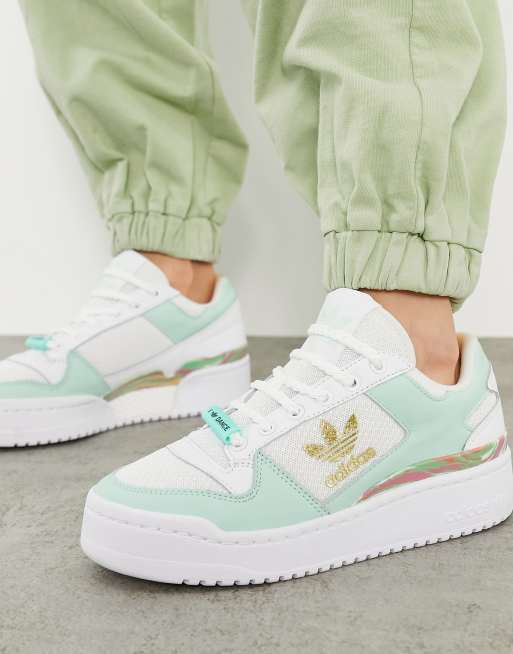 adidas Originals Forum Bold trainers in white with green detail | ASOS