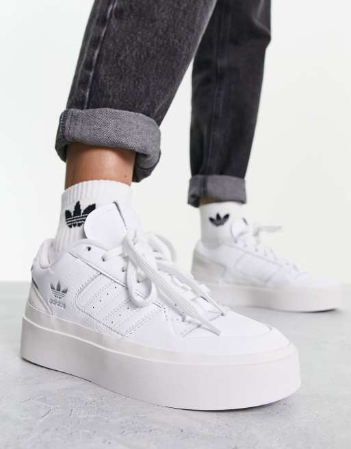 adidas Originals Forum Bonega platform trainers in clean triple white