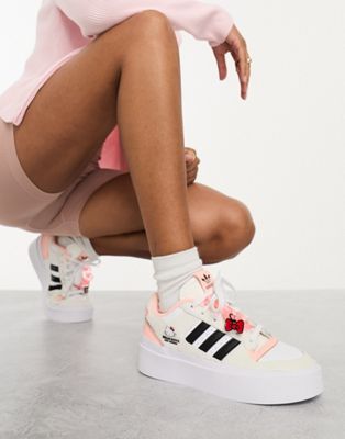 adidas Originals Forum Bonega X Hello Kitty Low platform sneakers in cream