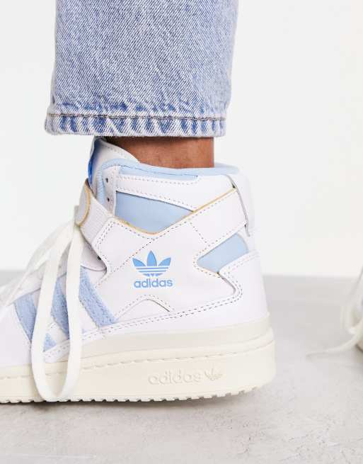 adidas Originals Forum Hi Premium sneakers in with blue detail |