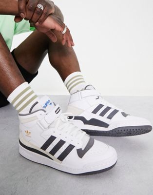 adidas Originals Forum Hi sneakers in white and grey - ASOS Price Checker
