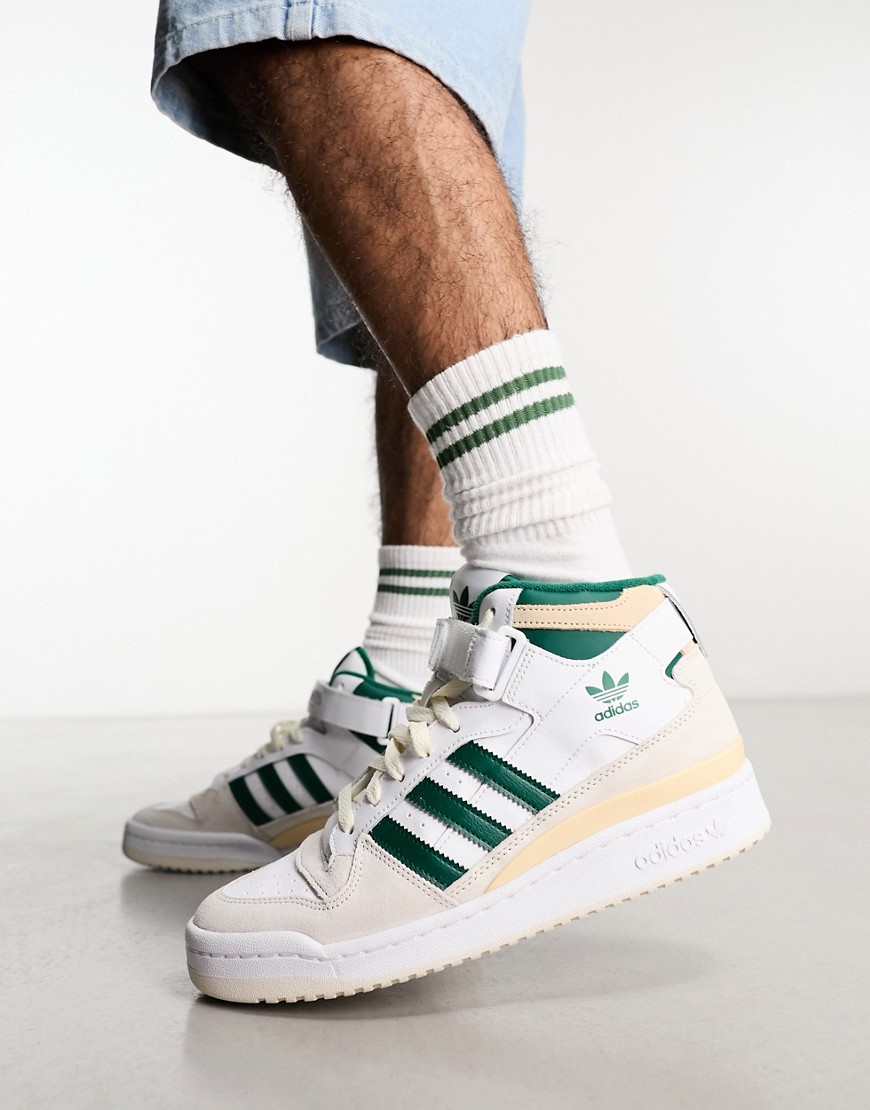 adidas Originals Forum Hi trainers in white and green