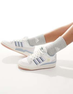 adidas Originals Forum Low CL trainers in white and blue - ASOS Price Checker