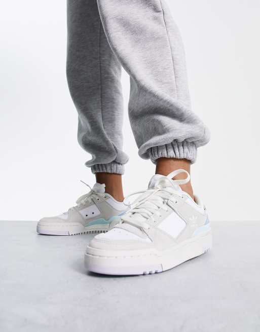 adidas Originals Forum Low Luxe trainers in off white with blue