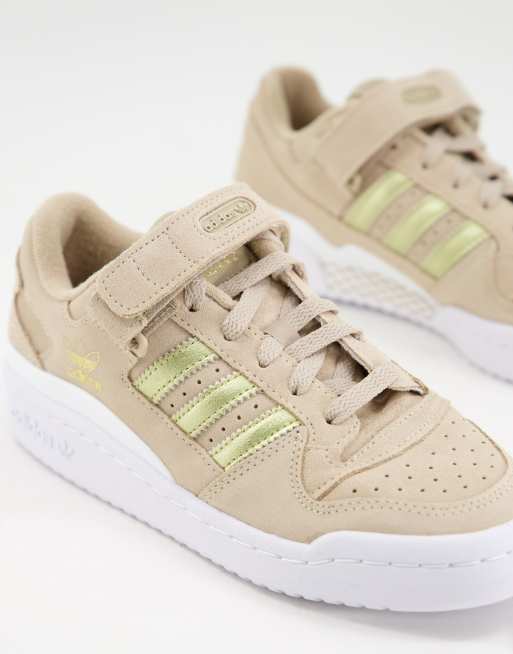 精悍!! Adidas Women's☆ FORUM LOW BEIGE, WHITE & MATTE GOLD adidas Originals Forum Low sneakers in beige and gold | ASOS