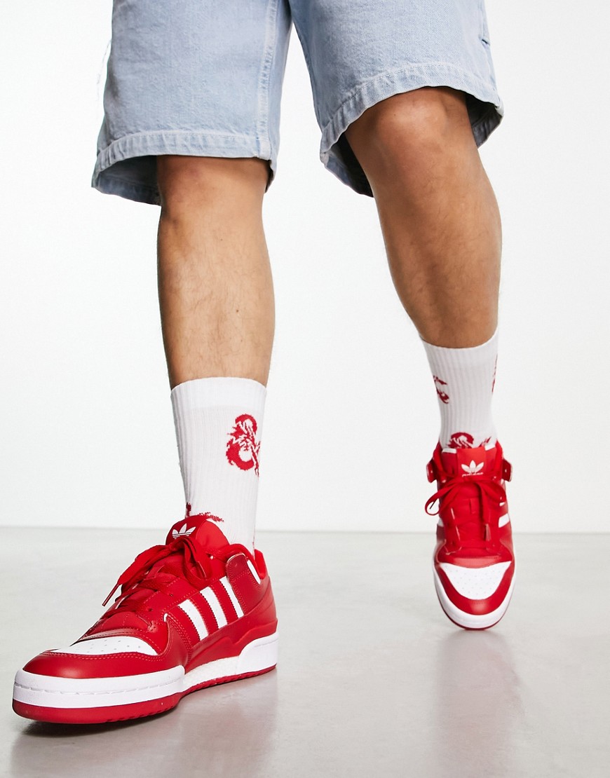 Adidas Originals Forum Low Sneakers In Red And White