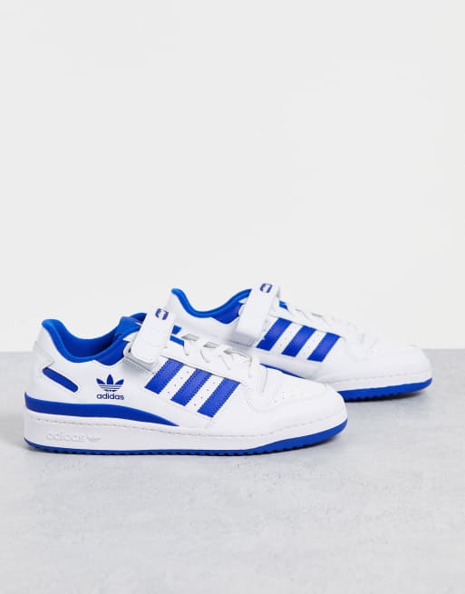 White and store blue adidas