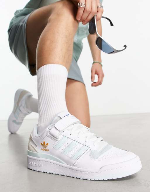 Adidas light blue shop and white shoes