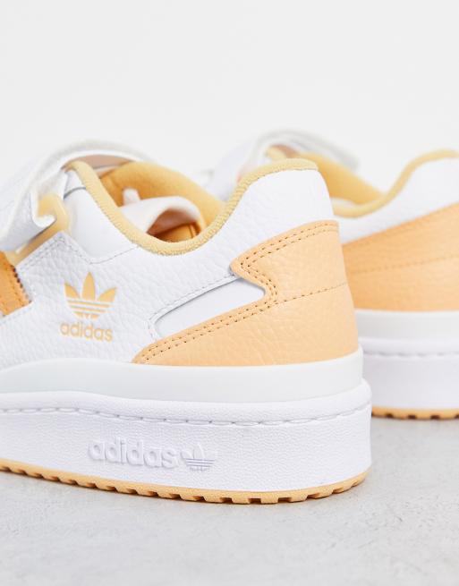 adidas originals forum low trainers in white with pastel stripes