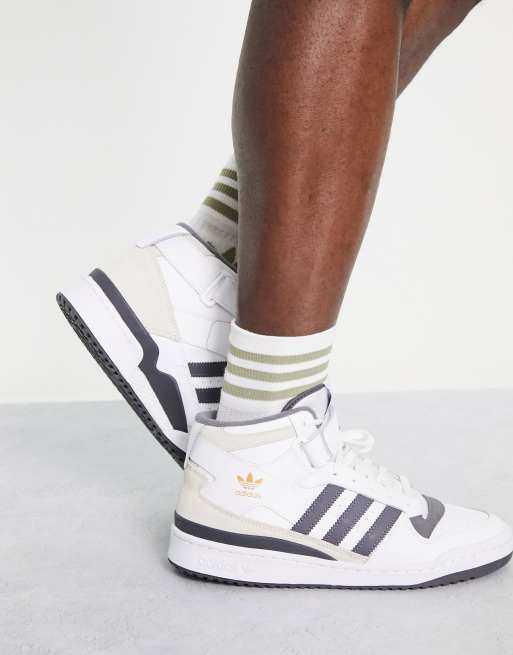 adidas Originals Forum mid sneakers in white and gray