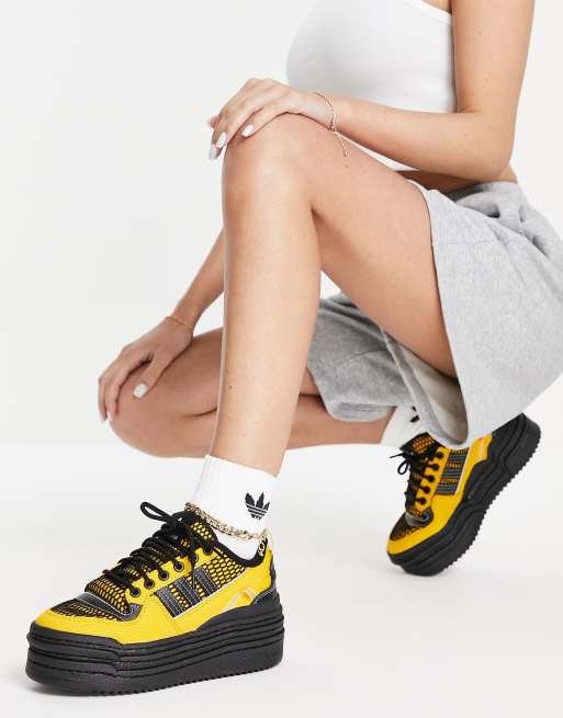 adidas Originals - Forum - Sneakers met plateauzool in drievoudig zwart en geel
