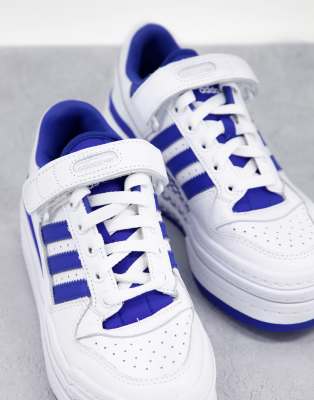 adidas originals forum triple low sneakers in white and blue